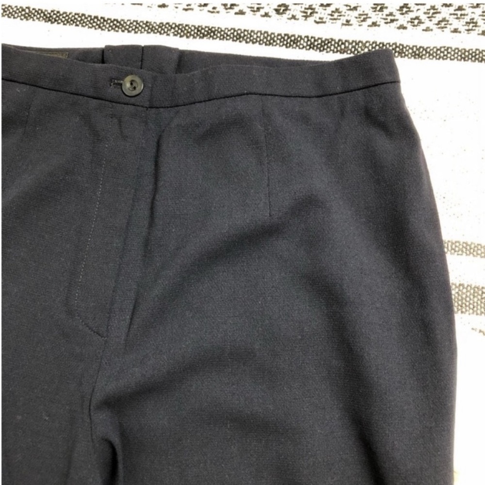 Escada Trousers Slacks Pants Wool High Rise Waist Wide Leg Navy Blue 38